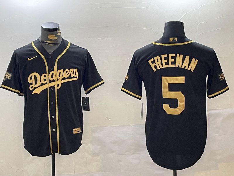 Men Los Angeles Dodgers #5 Freeman Black Gold Fashion Nike 2024 MLB Jersey style 11201